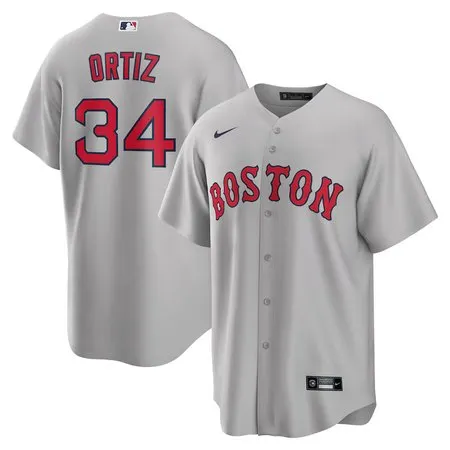 Men's Boston Red Sox #34 David Ortiz  Gray Road Replica Player Jersey