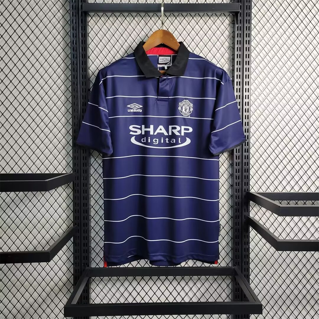 Retro 1999-2000 Manchester united Away Football T-Shirt Thai Quality