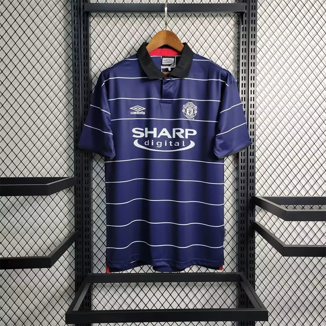 Retro 1999-2000 Manchester united Away Football T-Shirt Thai Quality