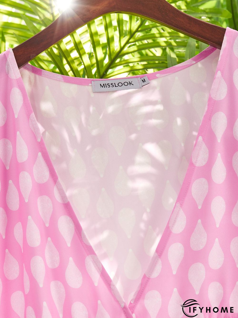 Women Plus Size Casual V Neck Short Sleeve Printed Floral Weaving Dress | IFYHOME