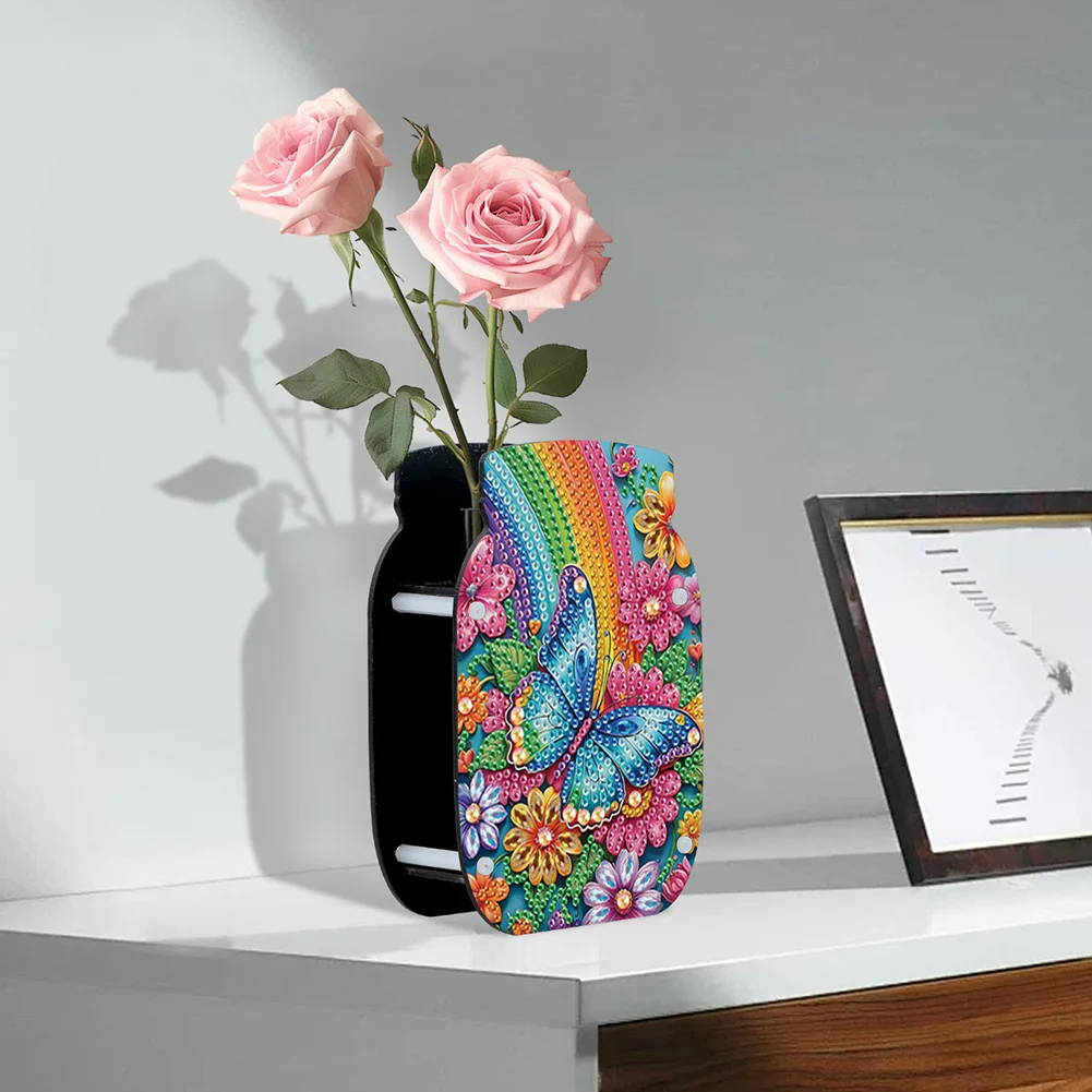 Butterfly Acrylic Double Sided Special Shape Diamond Painting Vase for Home