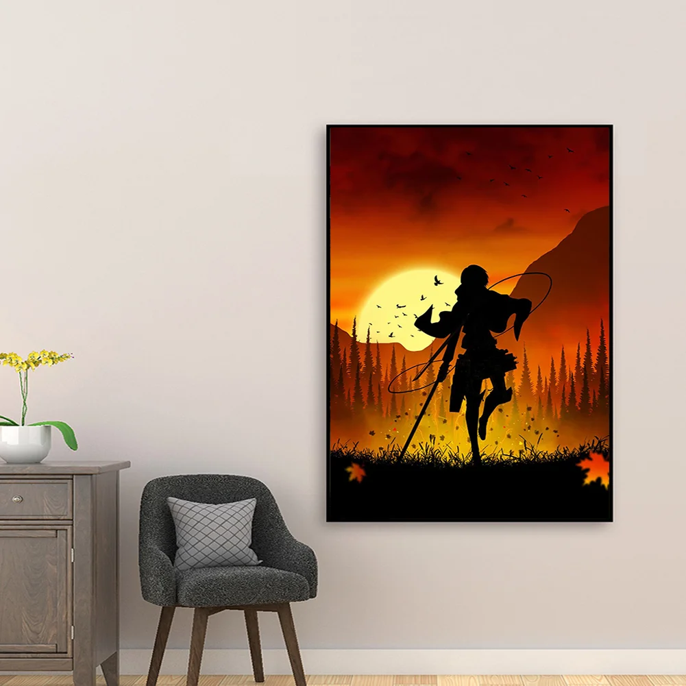 Full Round Diamond Painting 35*50cm - Attack On Titan - Silhouette