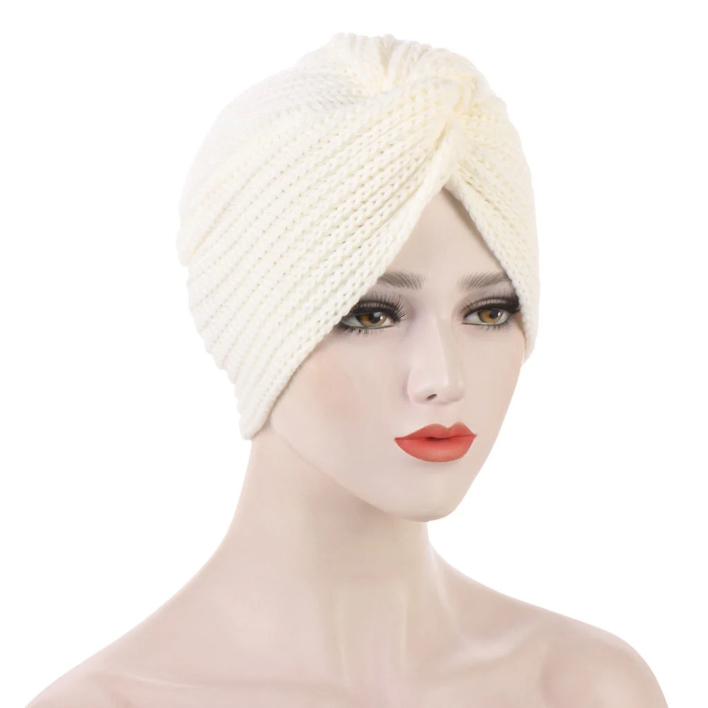 Women's Wool Knitting Muslim Turban Hat Cap