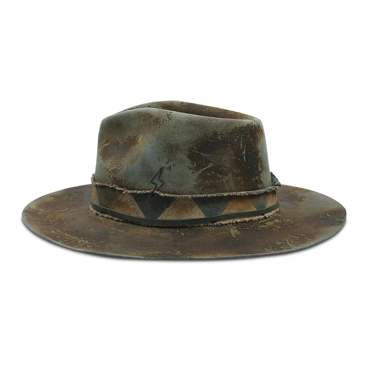 Hats Vintage Fedora Firm Wool Felt Panama Hat Lining Distressed/Burned Handmade Q
