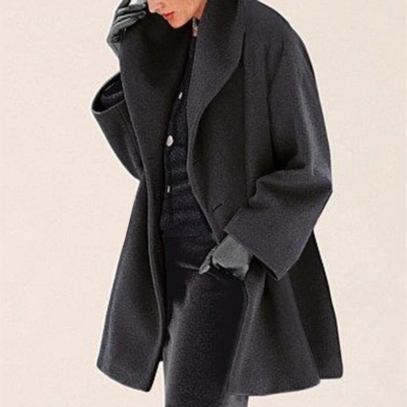 2021 Women Shawl Collar Fleece Coat Elegant Blend Coats Long Sleeves Coat Outerwear Jackets Solid Color Streetwear