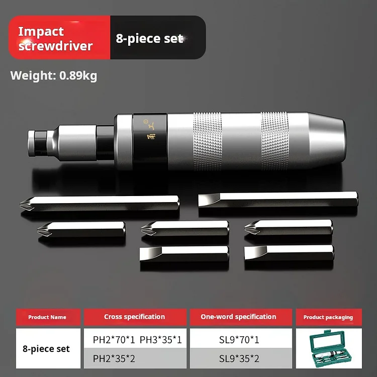 Industrial Grade Impact Screwdriver & Bits Set with Portable Storage Case