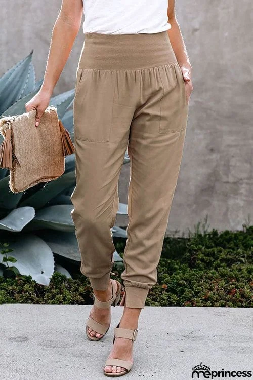 Casual High Waist Split Pants