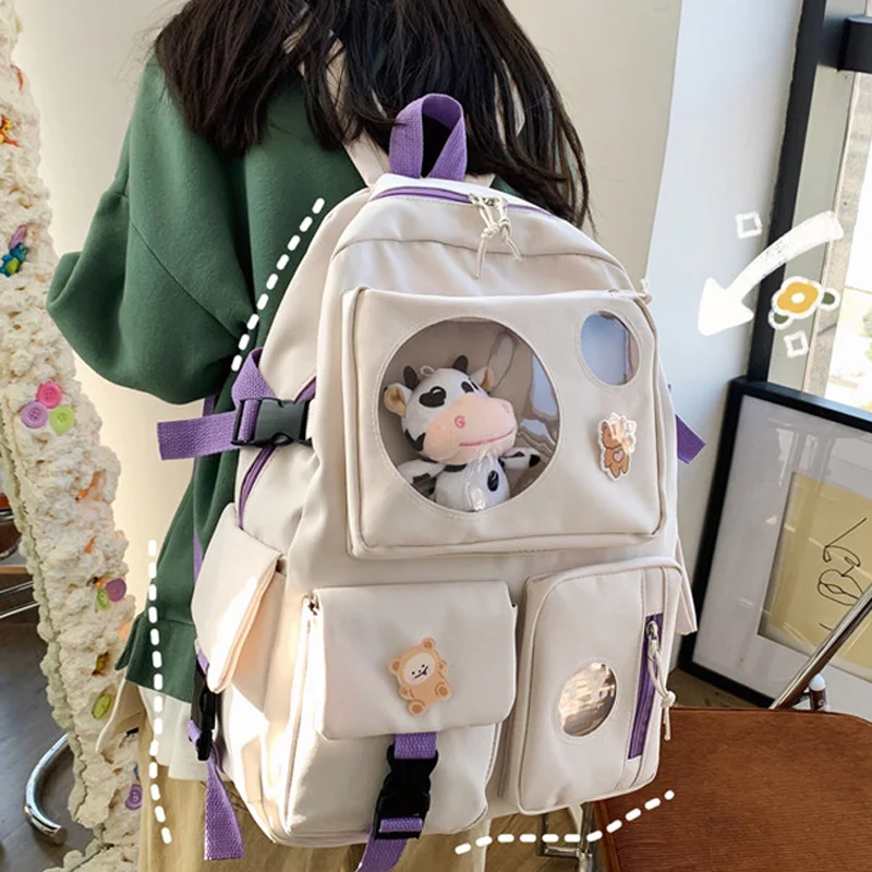 Muti-Pocket Nylon School Bag Backpack PE156