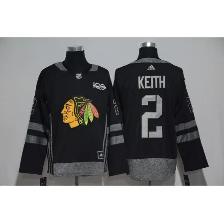 Chicago Blackhawks #2 Duncan Keith Black Men's 1917-2017 100th  Anniversary   Stitched NHL Jersey