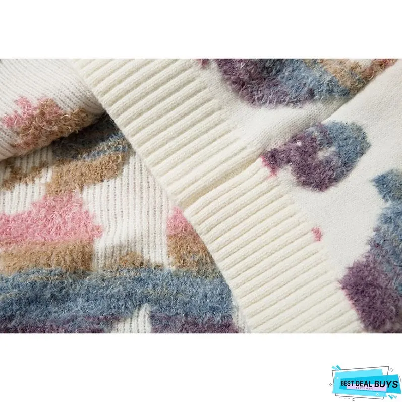 Colorful Dinosaur Jacquard Pullover