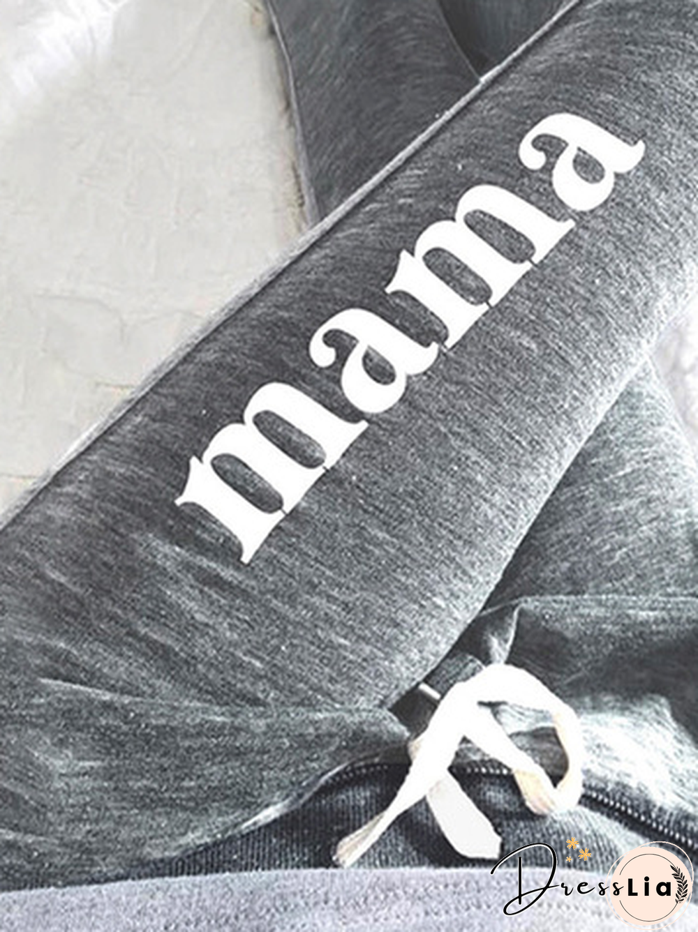 Women Casual Text Letters Autumn Natural Daily Loose Standard Long Regular Size Sweatpants