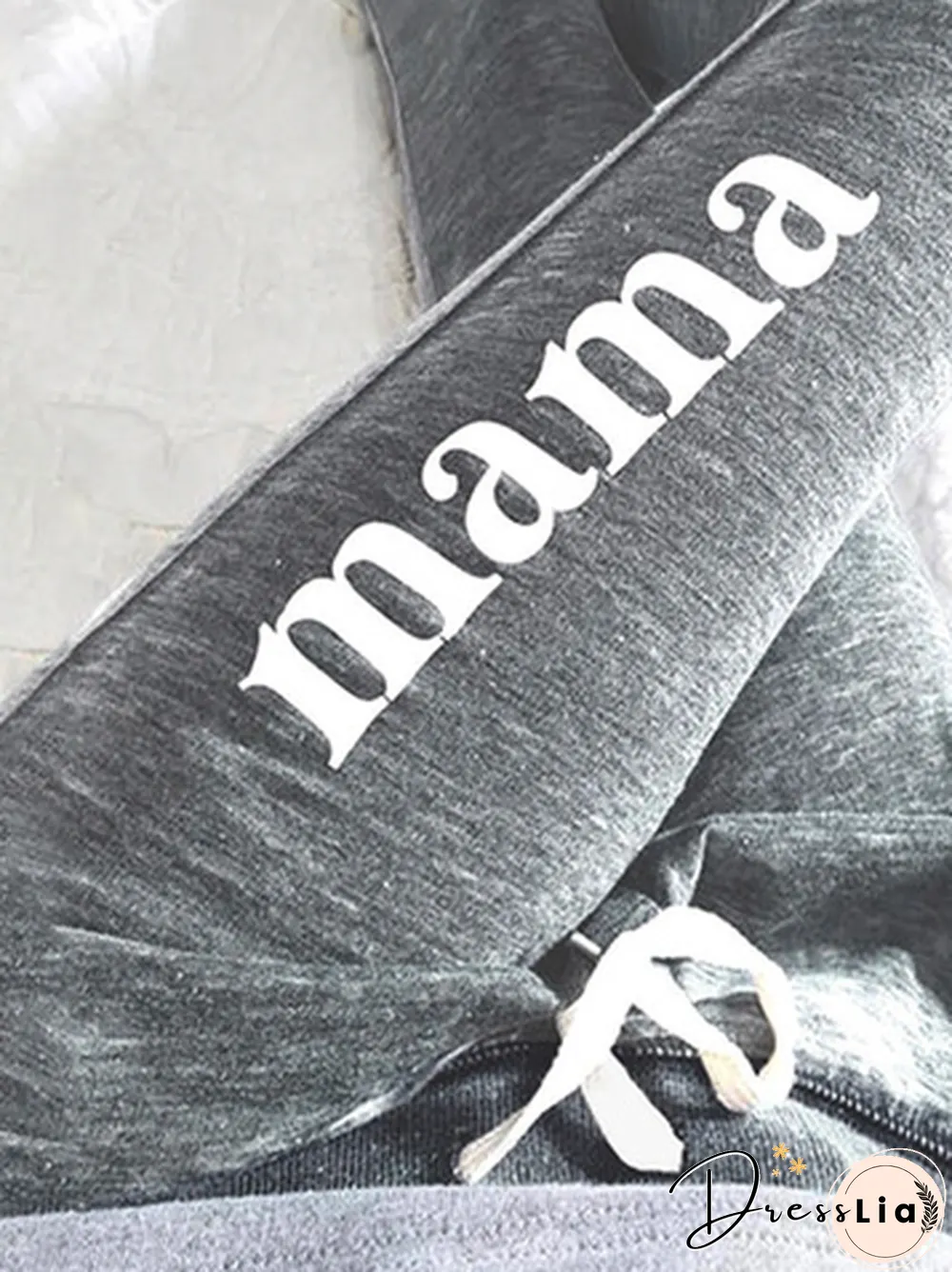Women Casual Text Letters Autumn Natural Daily Loose Standard Long Regular Size Sweatpants