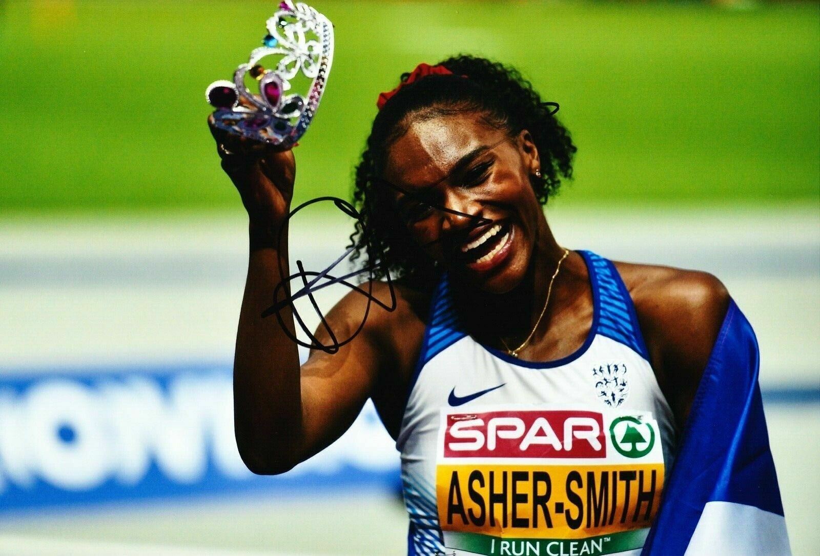 Dina Asher-Smith SIGNED 12X8 Photo Poster painting Genuine Signature AFTAL COA (E)