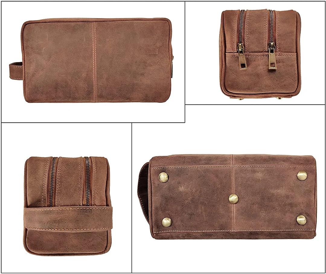 Genuine Leather Travel Toiletry Bag