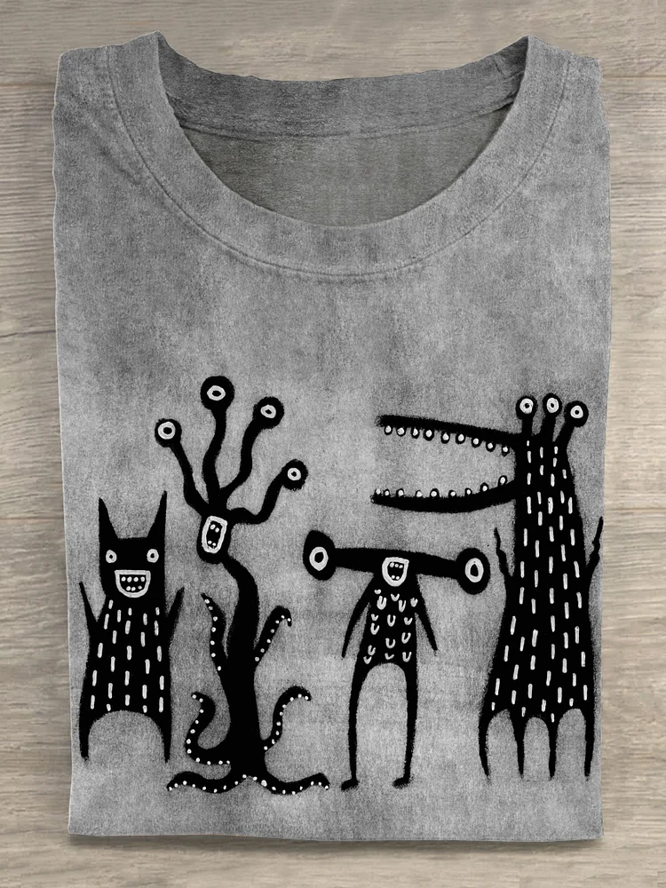 Funny Quirky Cute Alien Monster Art Print T-shirt