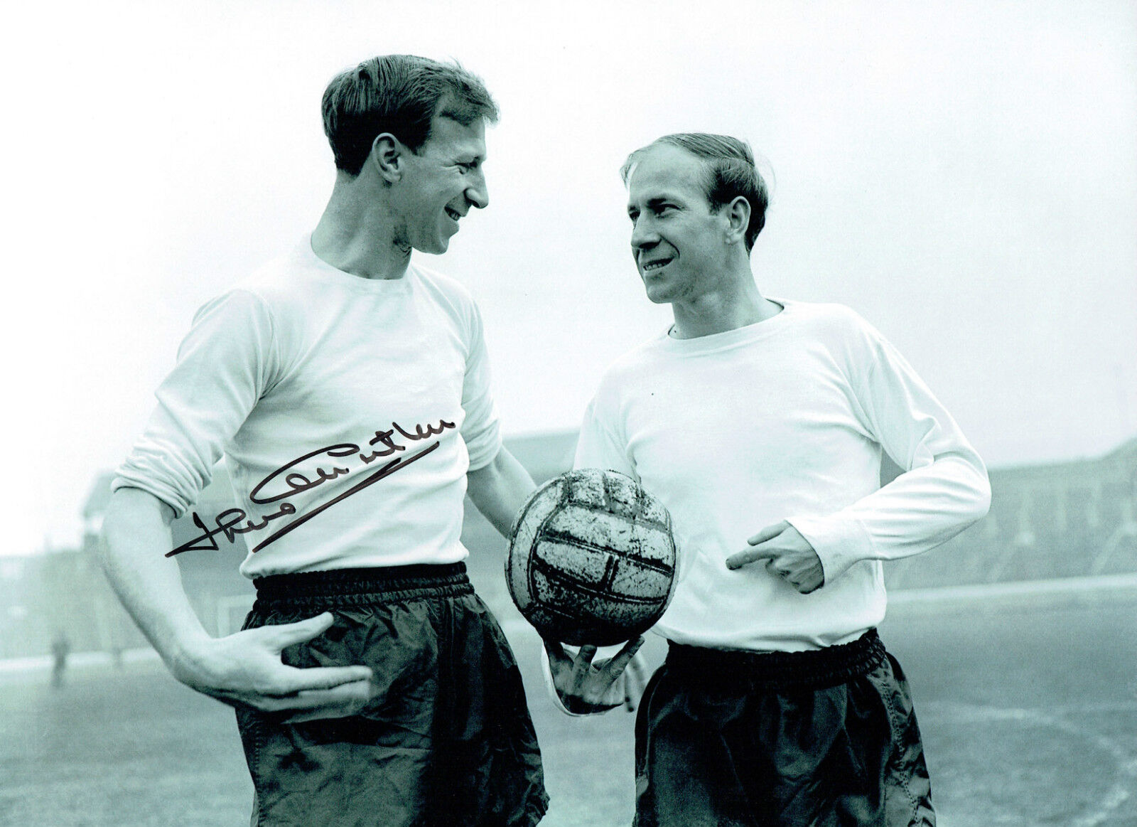 Jack CHARLTON Signed England Football 16x12 Autograph Photo Poster painting AFTAL COA