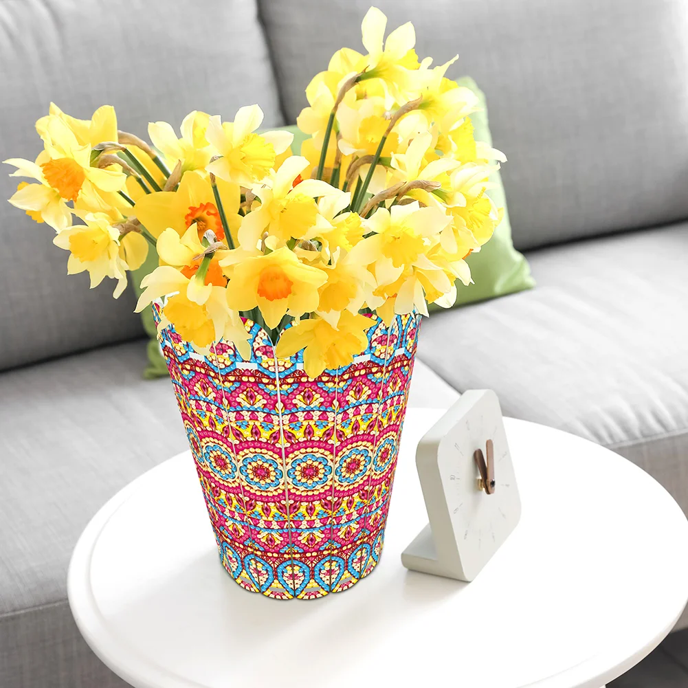 Desktop Diamond Art Flower Arrangement Vase for Home Office Decor (Flower)