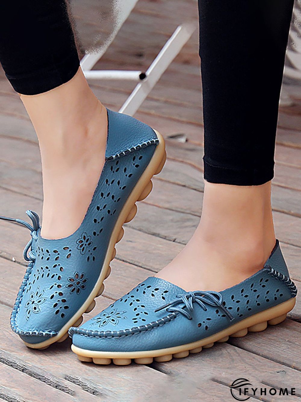 Cowhide Hollow Lace-up Portable Shoes | IFYHOME