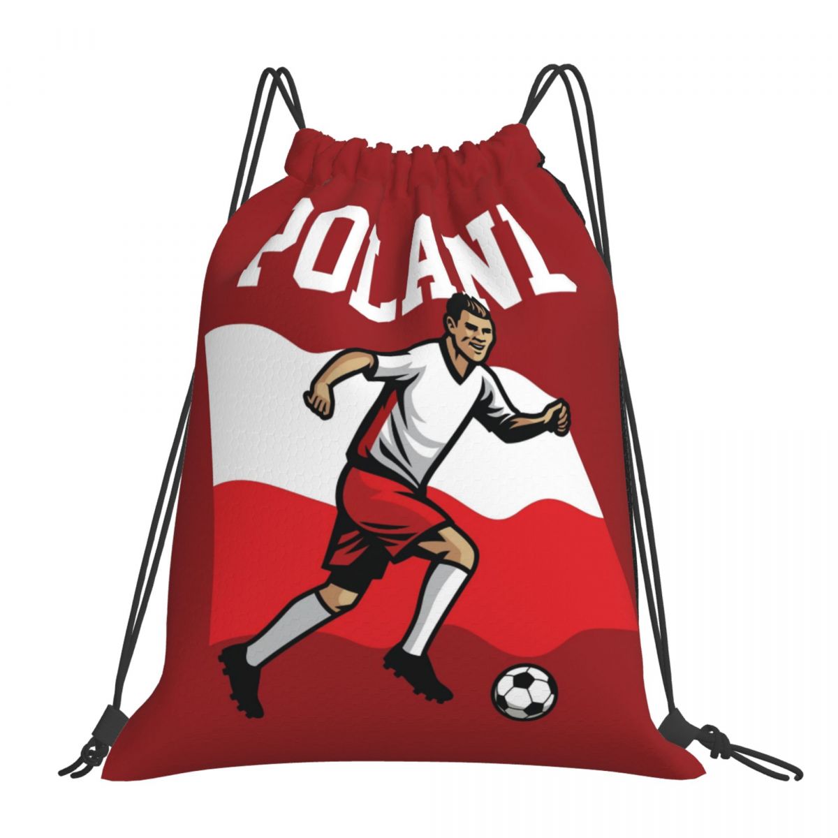 Poland Soccer Player Foldable Sports Gym Drawstring Bag