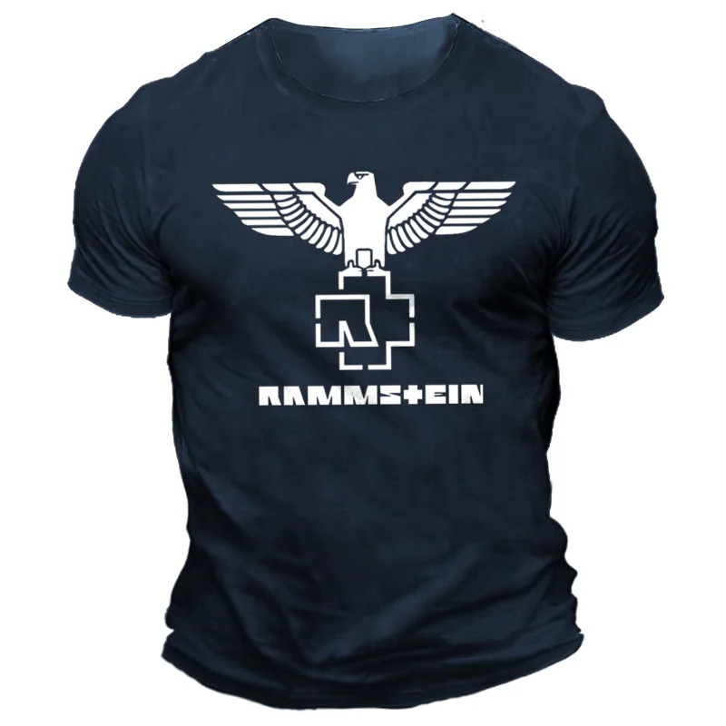 Men's Rammstein Rock Band Print Solid Color Short Sleeve Crew Neck T-Shirt、、URBENIE