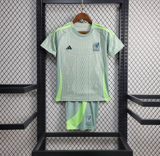2024 Mexico Away Kids Kit Soccer Jersey Thai Quality