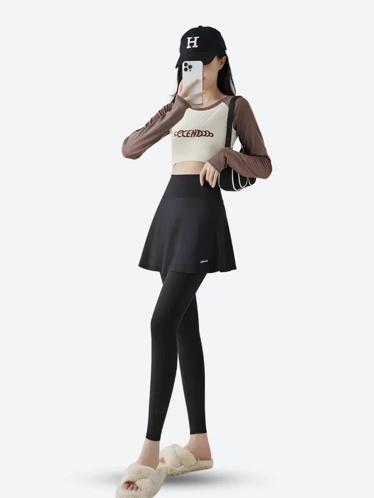 Brownm Sport Leggings Mini Skirt