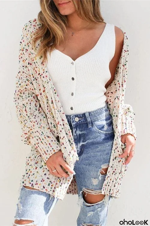 Dot Pockets Loose Cardigan