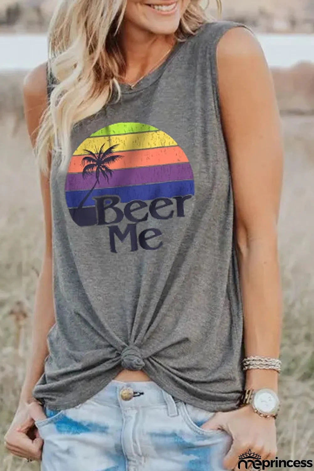 Beer Me Casual Black Tank