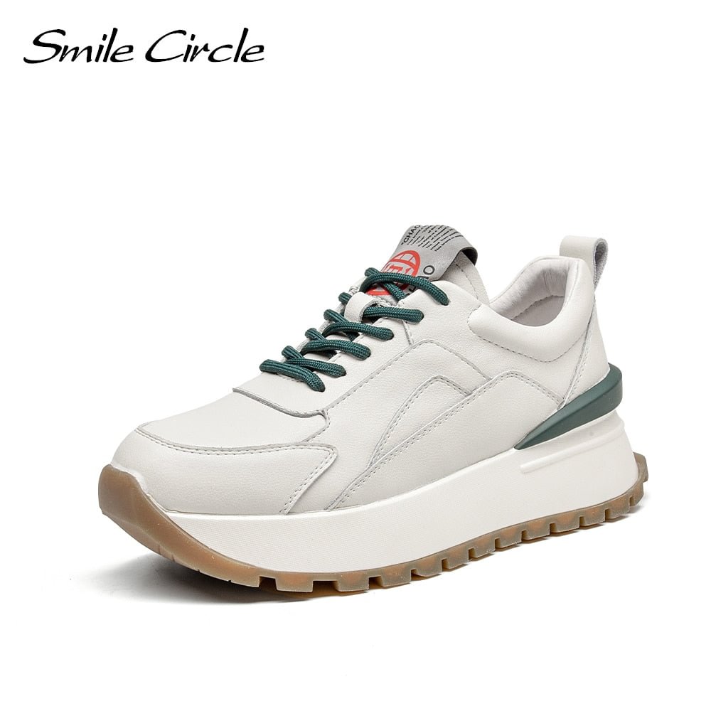 Smile Circle Women Sneakers Flat Platform shoes Spring fashion Round toe Comfortable Thick bottom Ladies Shoes