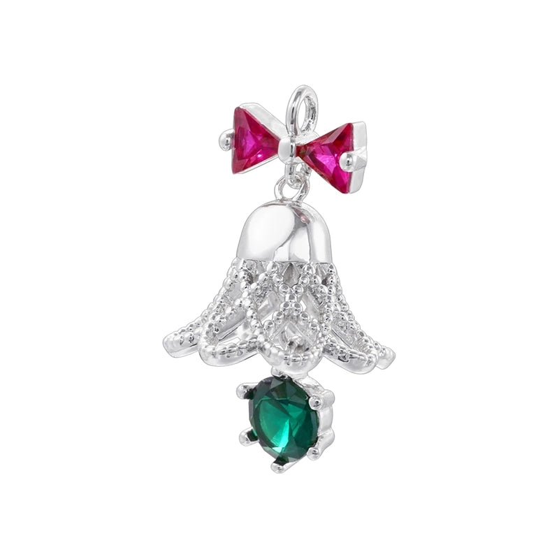 1 Piece Copper Artificial Pearls Zircon 18K Gold Plated Christmas Tree Christmas Socks Bell Pendant