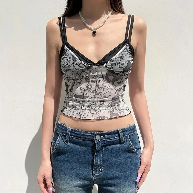 Brownm Grunge Mesh Top