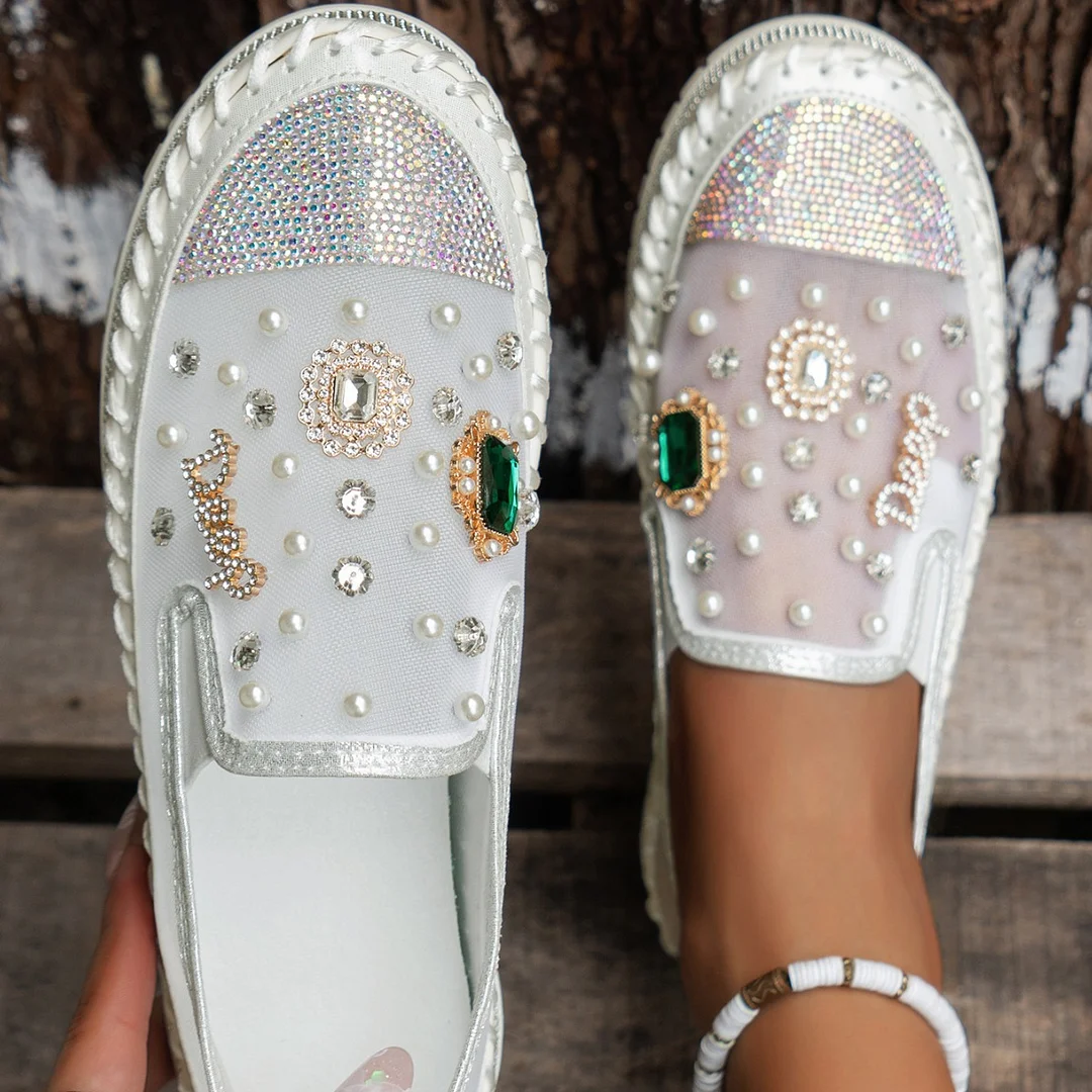 Yyvonne Cake Thick-Soled Lefu Shoes Spring Summer New Mesh Women's Shoes Breathable Mesh Water Drilled A Foot Lazy Single Shoes