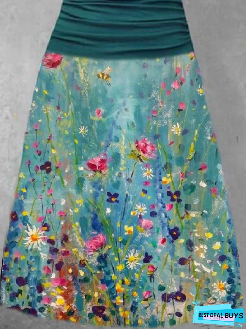 Vintage Printed Sleeveless Knitting Dress