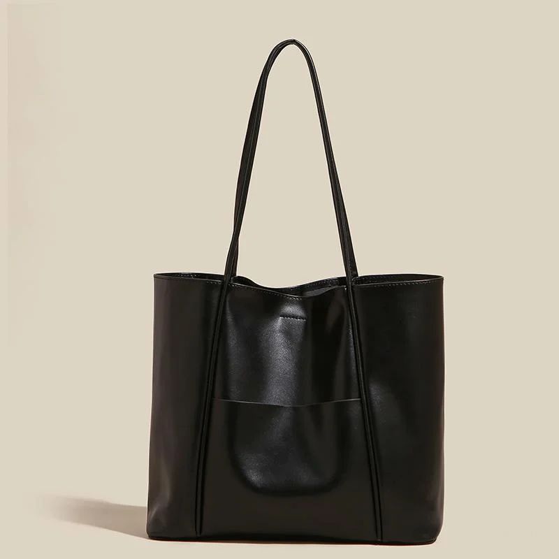 Tote Bag Women's Single Shoulder Large Capacity Soft Leather Bag Commuter Women's Bag Student Schoolbag