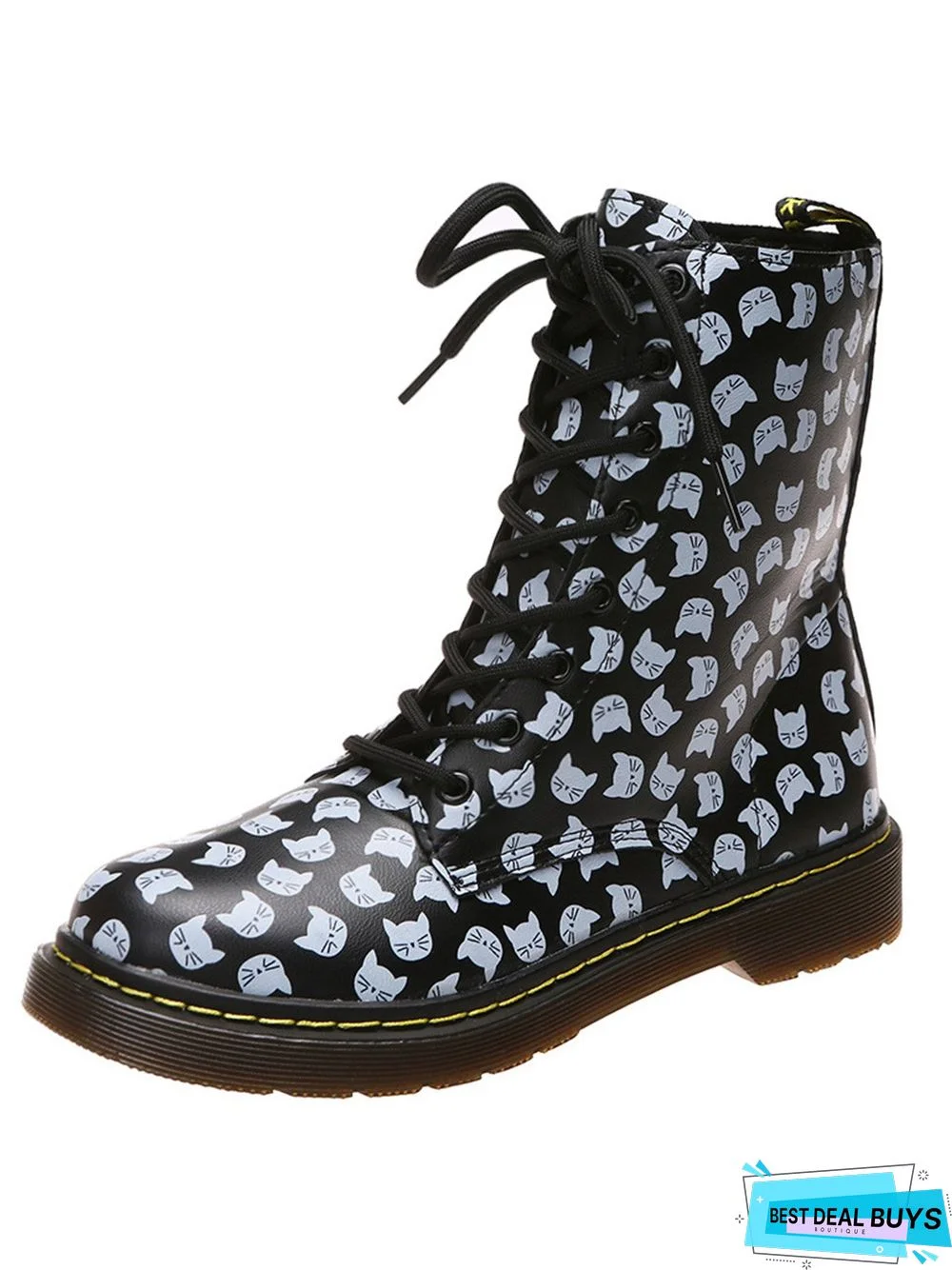 Womens's Plus Size Cat Printing Martin Boots
