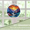 (18.5cm)DIY Acrylic Jigsaw Puzzle Window Hanging with Hanging Chain DIY Stained Glass Decoration Round Window Puzzle Decor for DIY Craft Project (Sunrise)