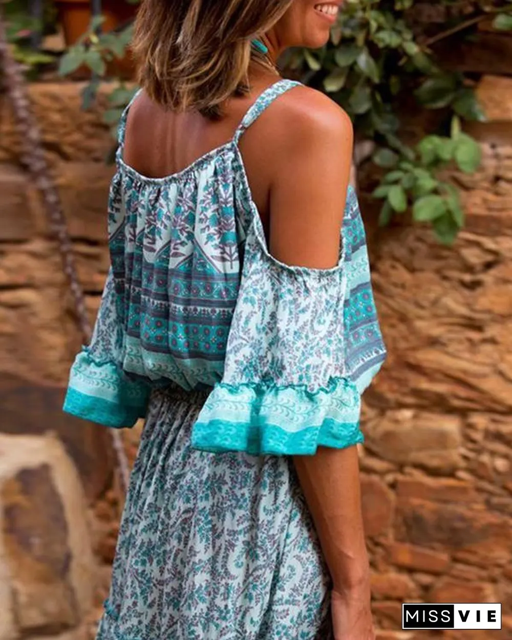 Off Shoulder Women Summer Dresses Flounce Dresses