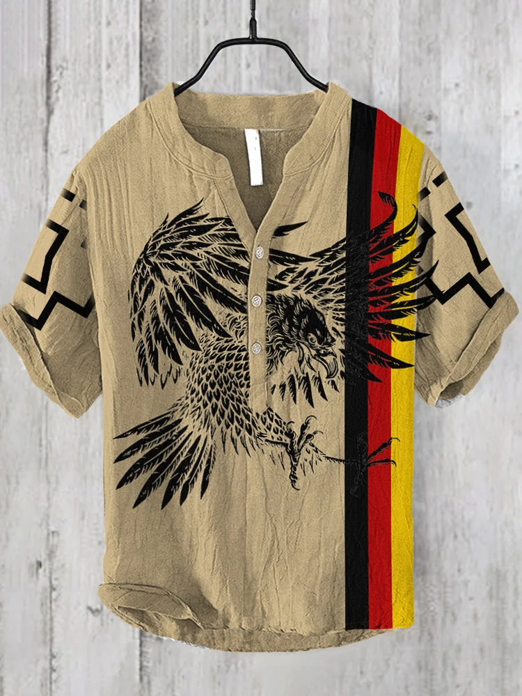 Men's Casual Heavy Metal Band Rose Print Cotton Blend Shirt