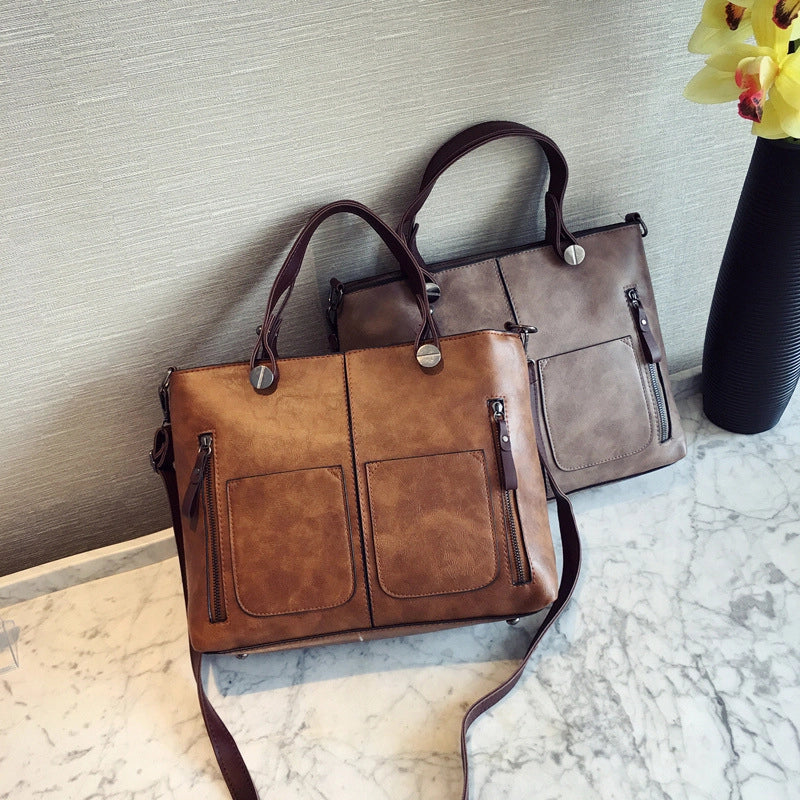 Spring And Autumn New Women’s Bag Large Bag Simple Fashion Women’s Handbag Retro Shoulder Crossbody Bag