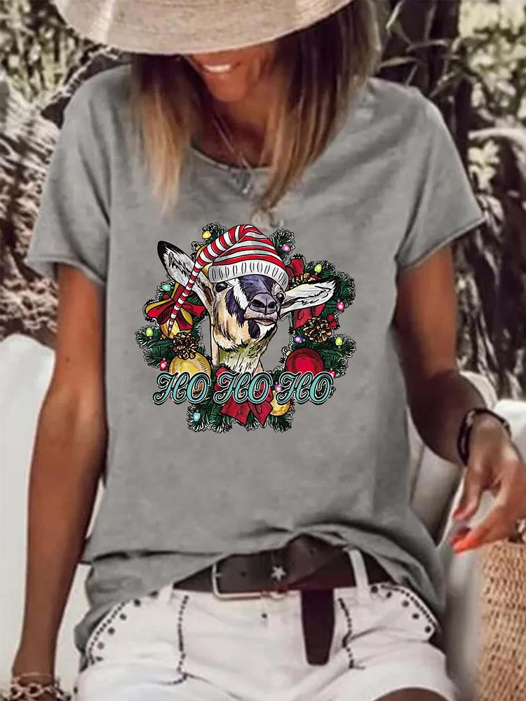 Ho Ho Ho Christmas Raw Hem Tee