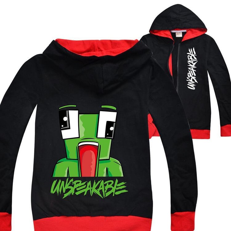 gaming print contrast girls boys kids zip up cotton hoodie-Mayoulove