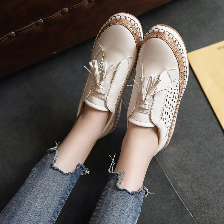 Breakj Breakj New Women's Shoes 2025 Hollow Large Ticulating Esoleo Round Head Two-Color Splicing Suture Casual Single Shoe