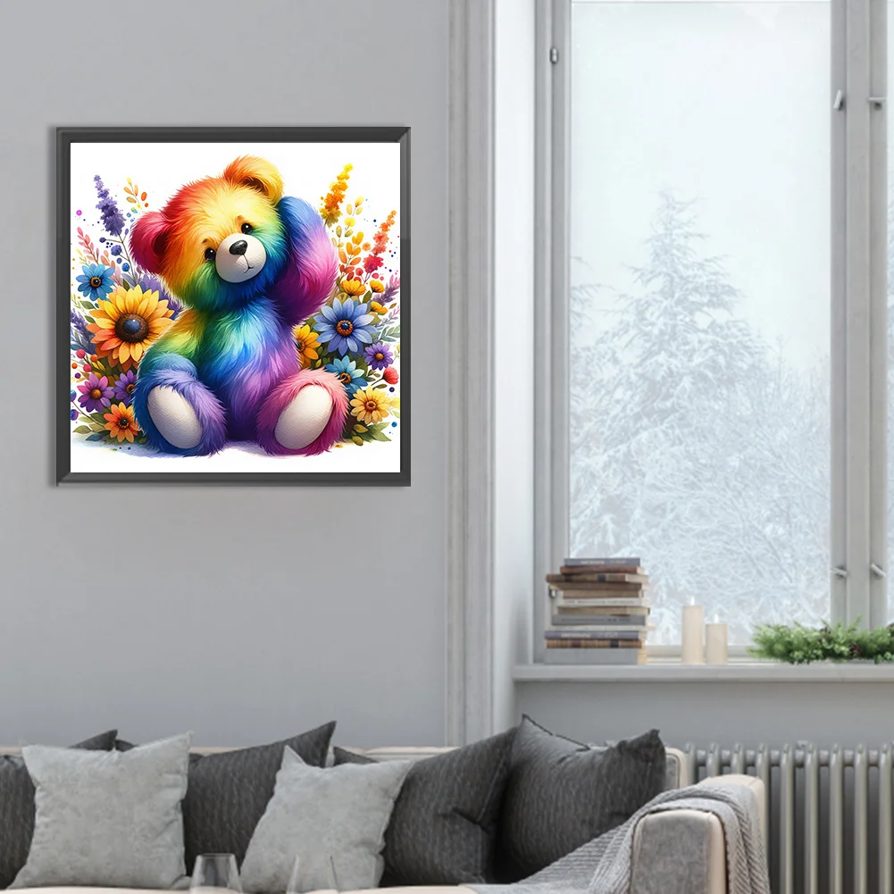 Diamond Painting - Full Round Drill - Rainbow Bear(Canvas|30*30cm)