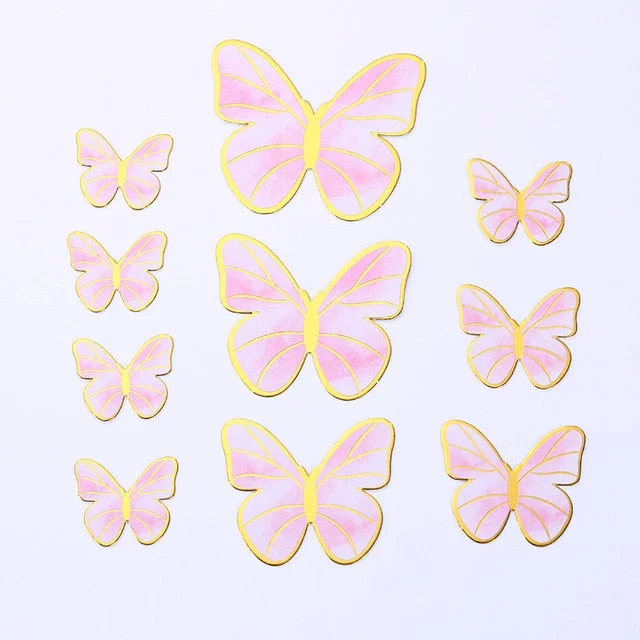 Butterfly Chiffon Valentine's Day Cake Toppers Pink Butterfly Birthday ...