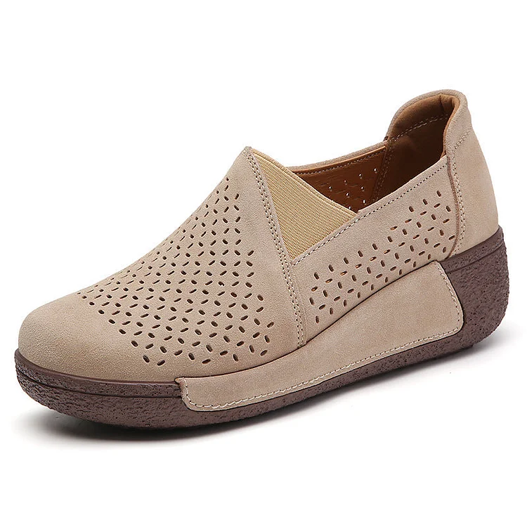 Women Platform Slip on Loafers Comfort Suede Moccasins Wide Low Top Wedge Shoes shopify Stunahome.com