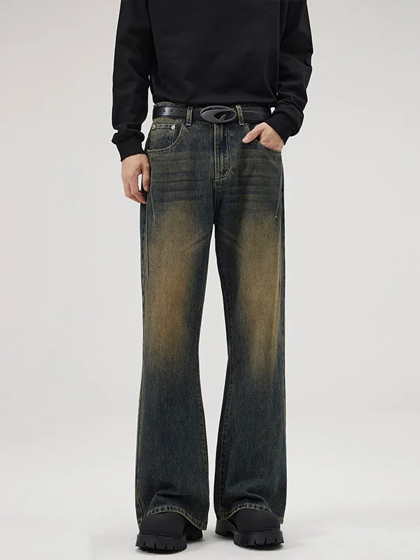 Aonga 90s Streetwear 2024 Korean Version New Washed Letter Embroidered Baggy Jeans Male Y2K High Street Vintage Harajuku Casual High-waisted Jeans 0830 aonga