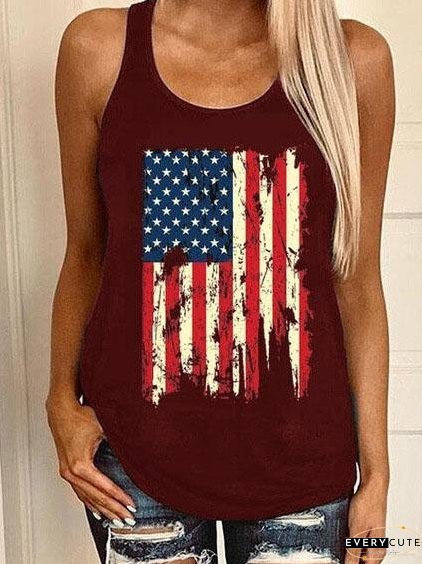 Casual Graphic Print Sleeveless Vest