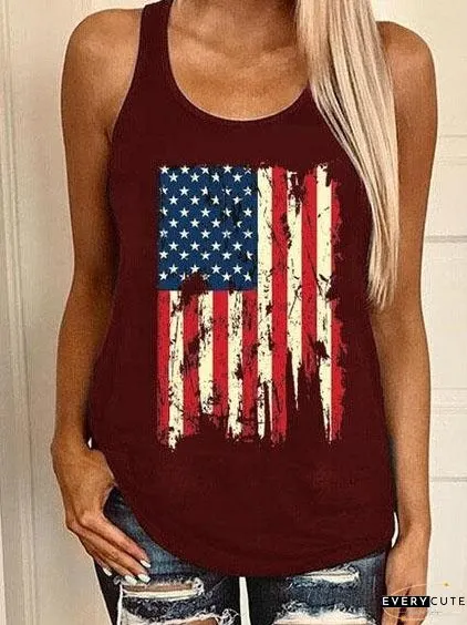 Casual Graphic Print Sleeveless Vest