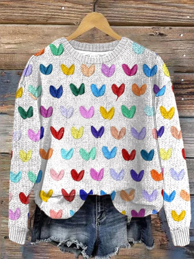 Women's Valentine's Day Heart Print Sweatshirt