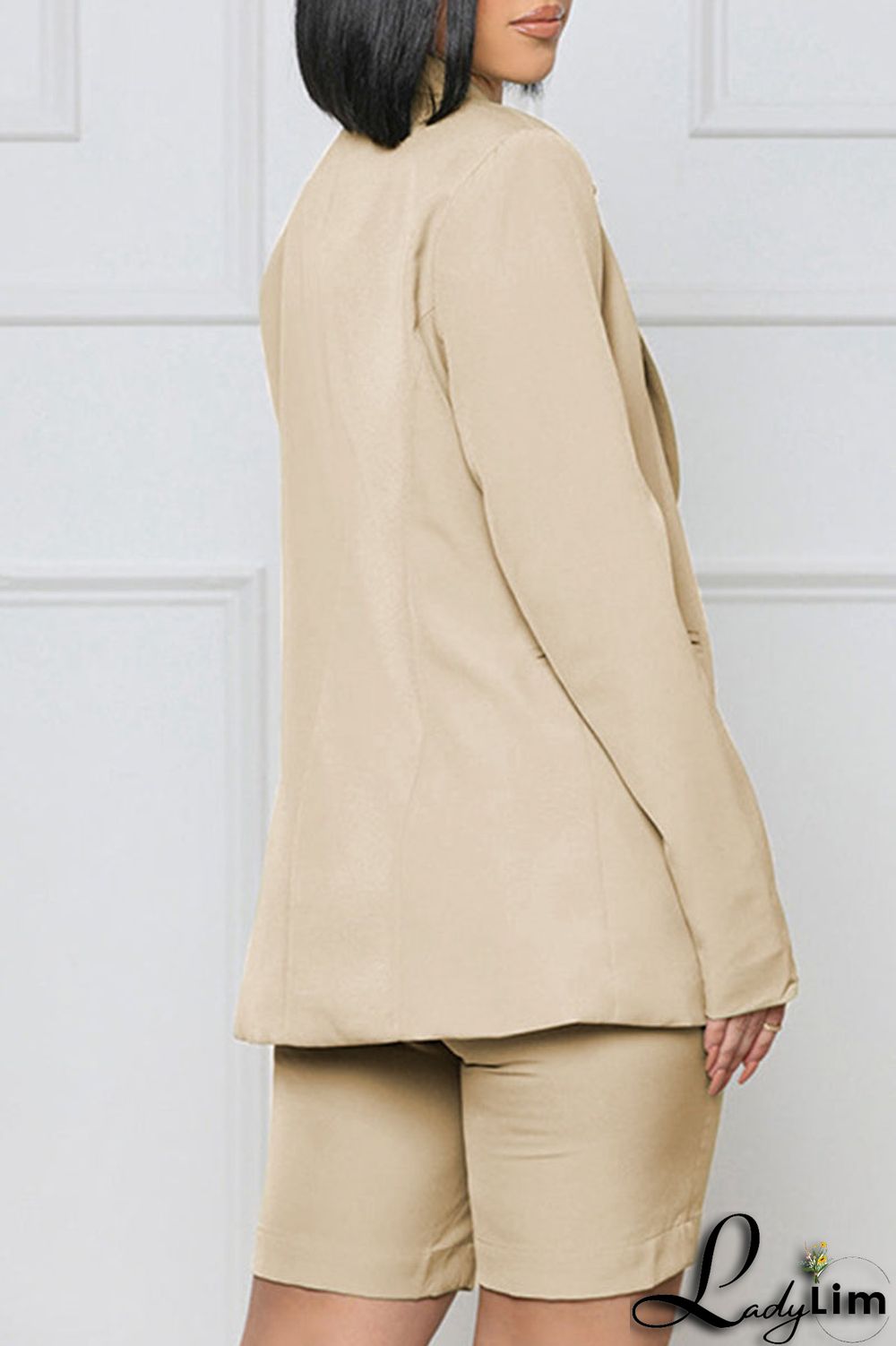 Yellow Casual Solid Patchwork Buttons Turn-back Collar Long Sleeve Two Pieces